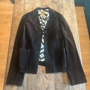 Tory Burch brown suede blazer with silk lining